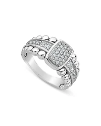 Lagos Sterling Silver Caviar Spark Diamond Ring