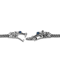 Sterling Silver Legends Naga Blue Sapphire Double Dragon Chain Bracelet