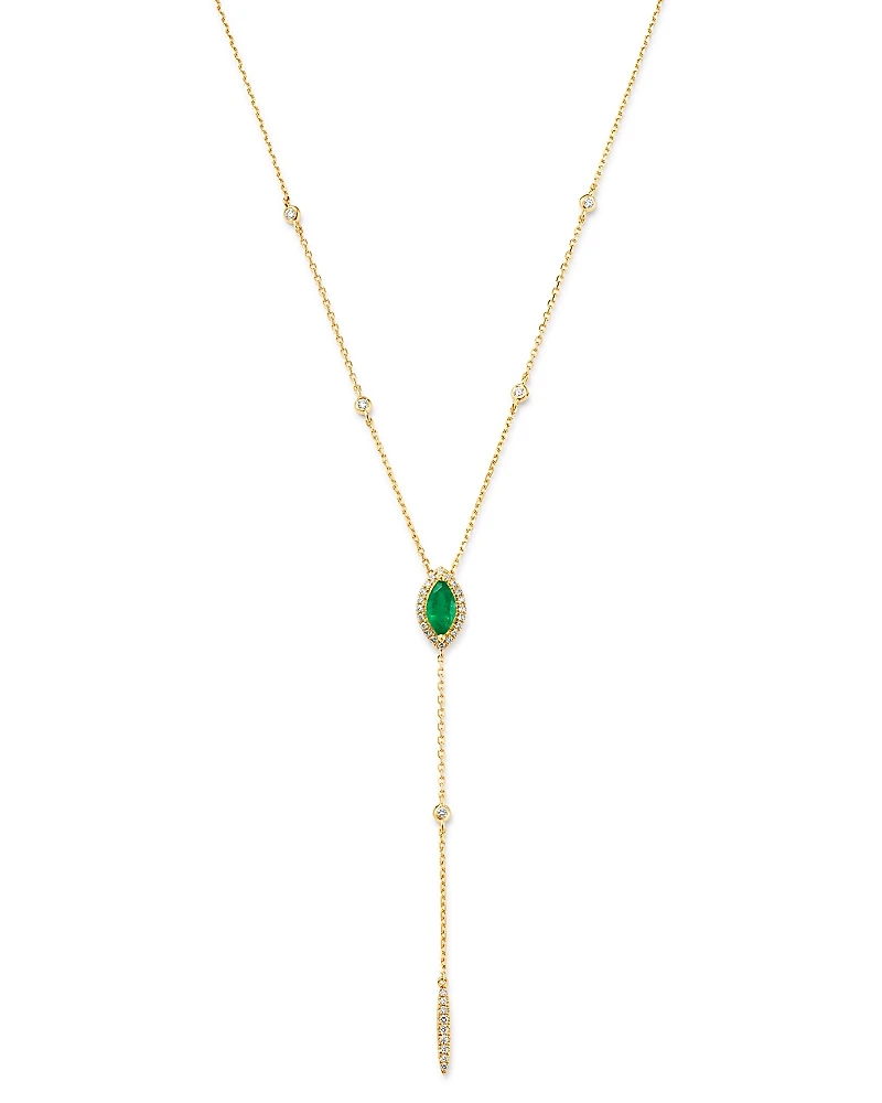 Bloomingdale's Fine Collection Emerald & Diamond Lariat Necklace
