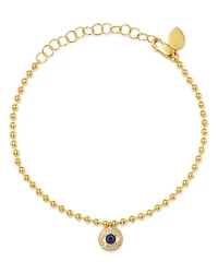 14K Yellow Gold Diamond & Sapphire Evil Eye Bracelet