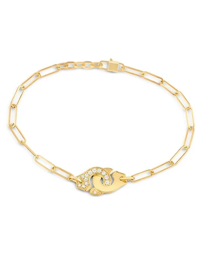 18K Yellow Gold Menottes Diamond Interlocking Link Bracelet - Exclusive