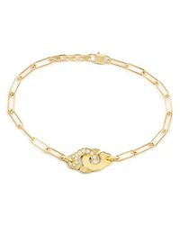 18K Yellow Gold Menottes Diamond Interlocking Link Bracelet - Exclusive