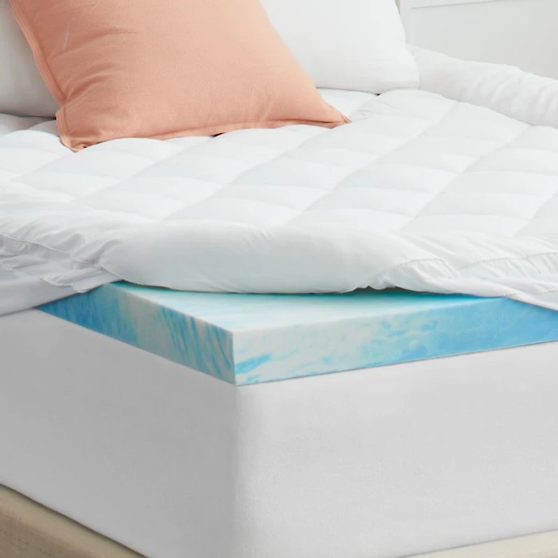 3+1 Memory Foam Mattress Topper with Fiber Fill Cover