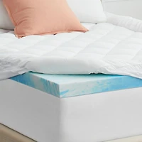 3+1 Memory Foam Mattress Topper with Fiber Fill Cover