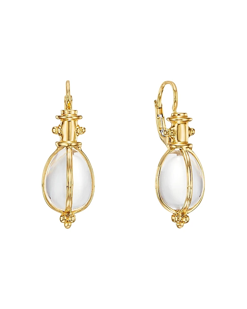 Temple St. Clair 18K Yellow Gold Oval Crystal Amulet Earrings
