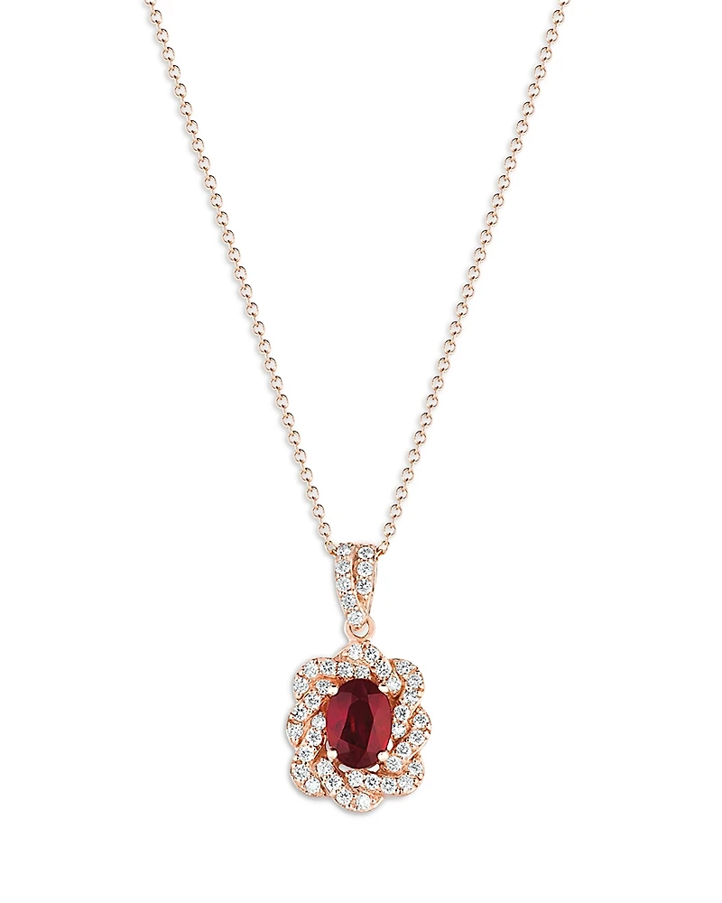 Bloomingdale's Fine Collection Ruby and Diamond Pendant Necklace