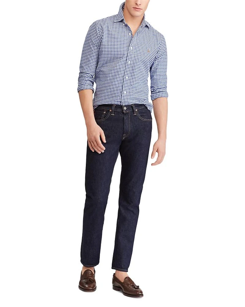 Classic Fit Long Sleeve Gingham Checked Button Down Shirt