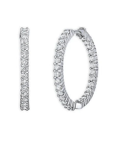 Roberto Coin 18K White Gold Perfect Diamond Inside Out Hoop Earrings