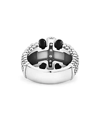 Sterling Silver Black Caviar Diamond & Ceramic Statement Ring