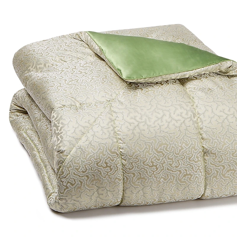 Gingerlily Coral Fern Eiderdown Coverlet, Queen