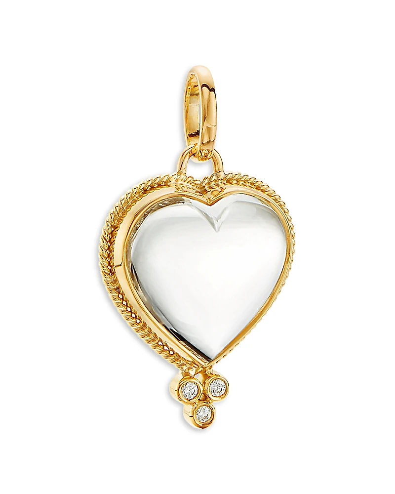 Temple St. Clair 18K Yellow Gold Classic Rock Crystal & Diamond Medium Heart Pendant