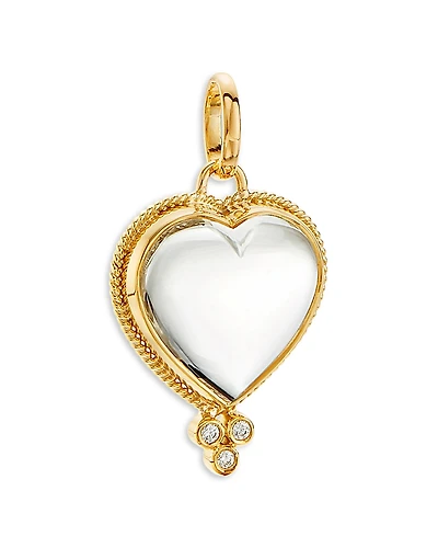 Temple St. Clair 18K Yellow Gold Classic Rock Crystal & Diamond Medium Heart Pendant