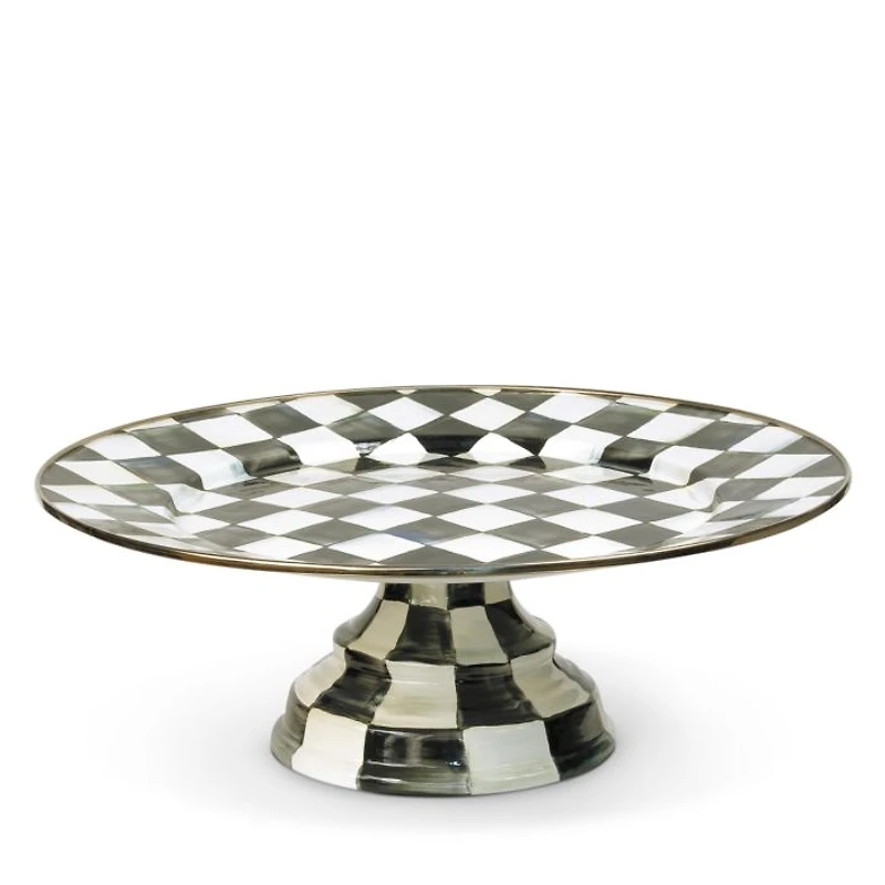 Courtly Check Enamel Pedestal Platter - Large