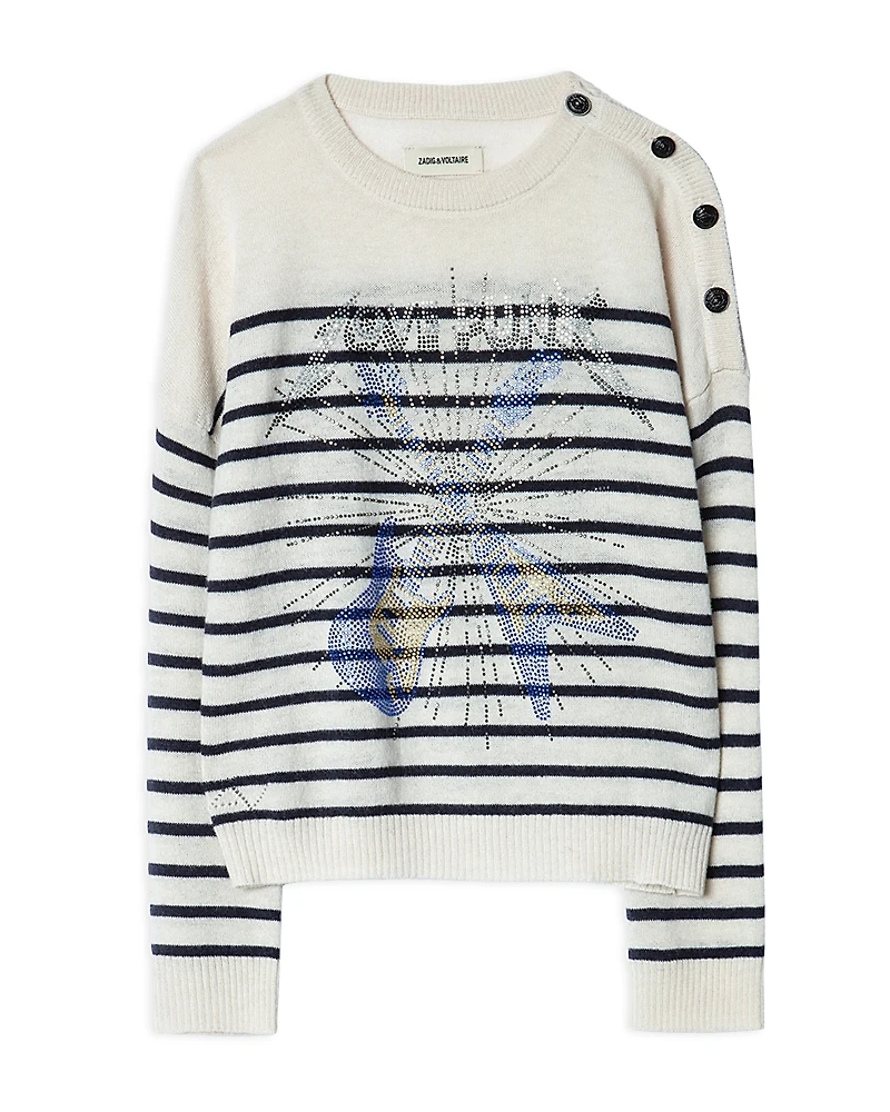 Zadig & Voltaire Girls' Ava Wool Blend Graphic Sweater - Little Kid, Big Kid