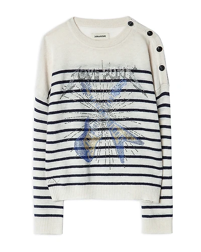 Zadig & Voltaire Girls' Ava Wool Blend Graphic Sweater - Little Kid, Big Kid