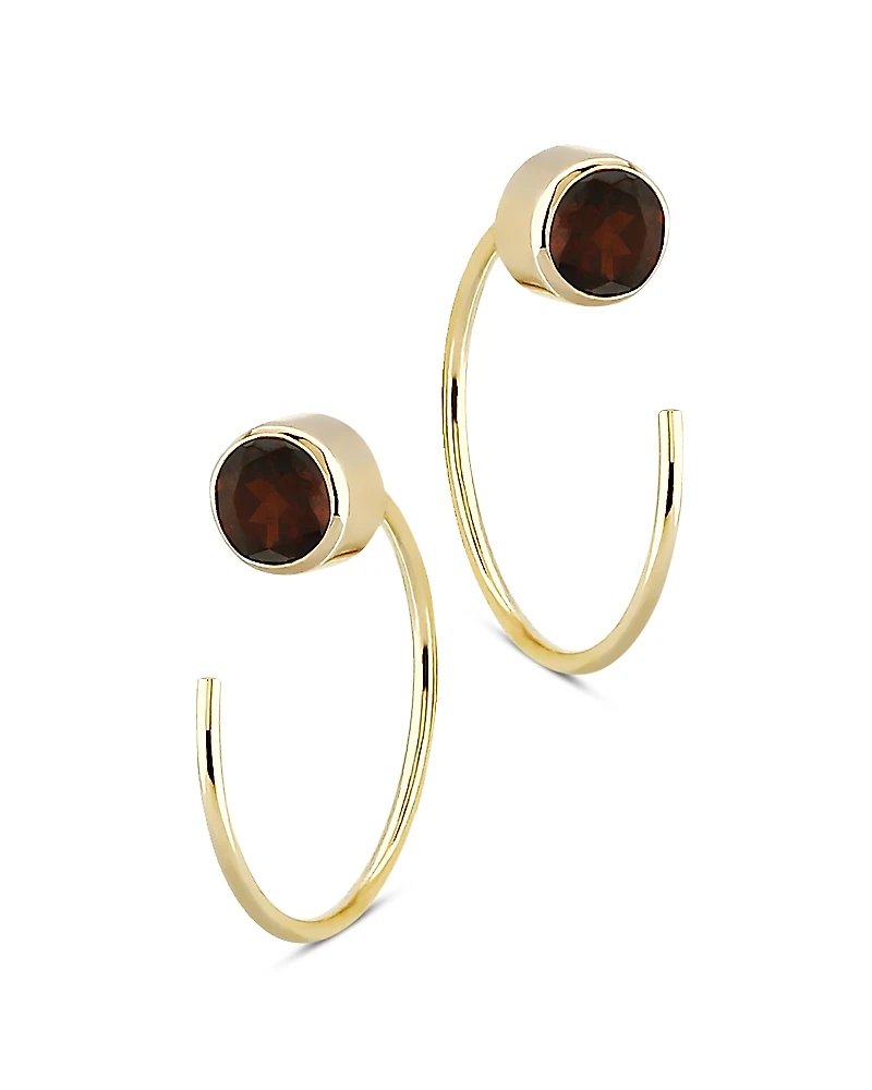 Bloomingdale's Fine Collection Garnet Stud and Front Back Hoop Earrings