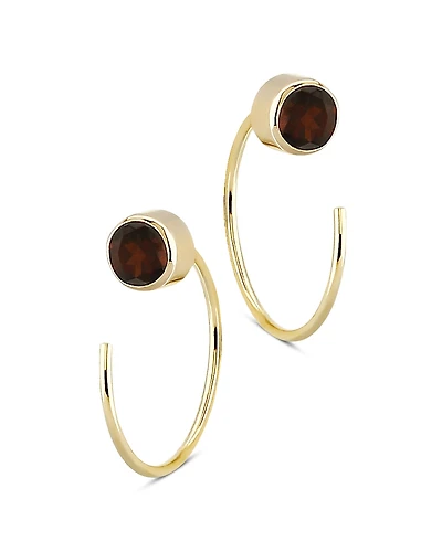 Bloomingdale's Fine Collection Garnet Stud and Front Back Hoop Earrings