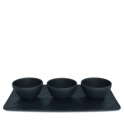 Villeroy & Boch Manufacture Rock Dip Bowl & Tray 4 Piece Set