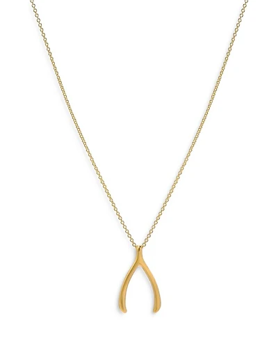 14K Yellow Gold Wishbone Pendant Necklace