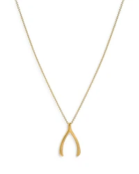 14K Yellow Gold Wishbone Pendant Necklace