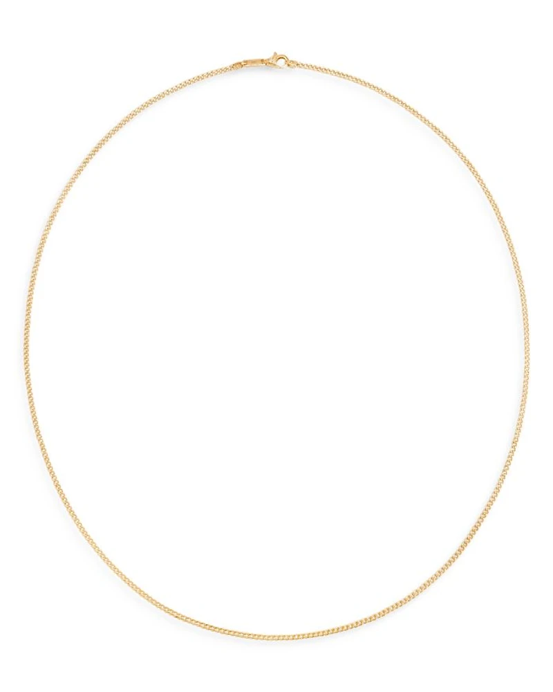 18K Yellow Gold Classic Curb Thin Chain Necklace, 22"