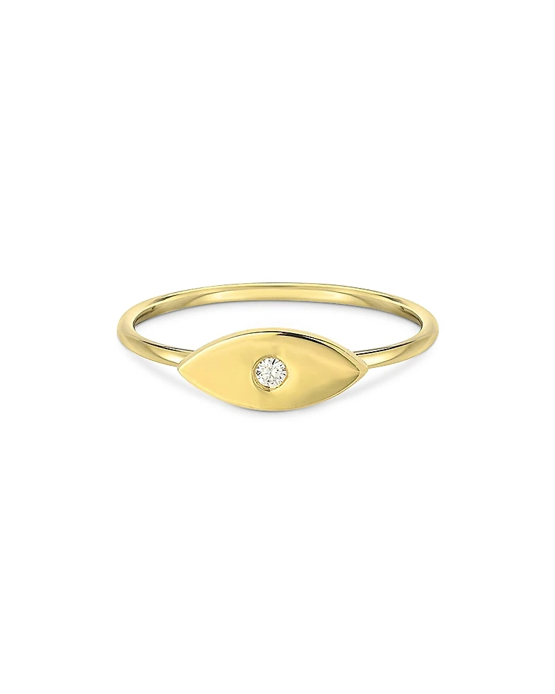 Zoe Lev 14K Yellow Gold Diamond Evil Eye Ring