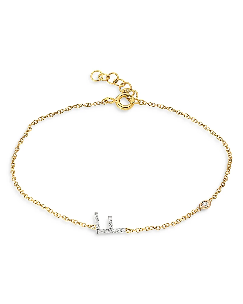 Zoe Lev 14K Yellow Gold Diamond Initial & Bezel Bracelet