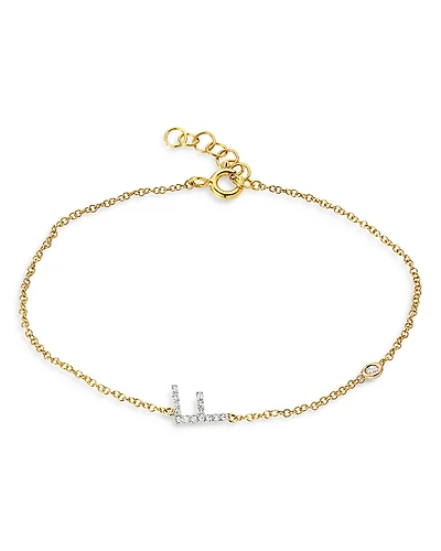Zoe Lev 14K Yellow Gold Diamond Initial & Bezel Bracelet