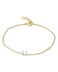 Zoe Lev 14K Yellow Gold Diamond Initial & Bezel Bracelet