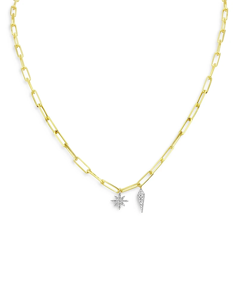 Meira T 14K Yellow & White Gold Diamond Starburst Necklace, 16