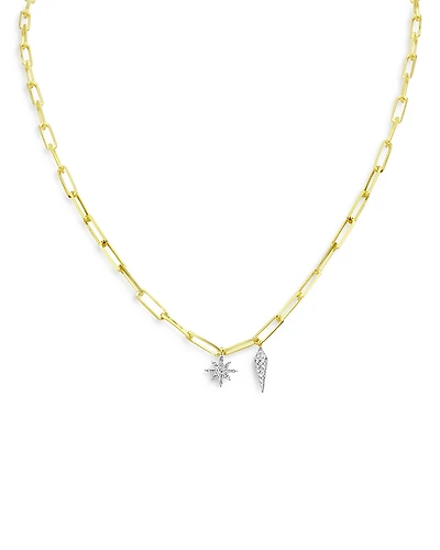 Meira T 14K Yellow & White Gold Diamond Starburst Necklace, 16
