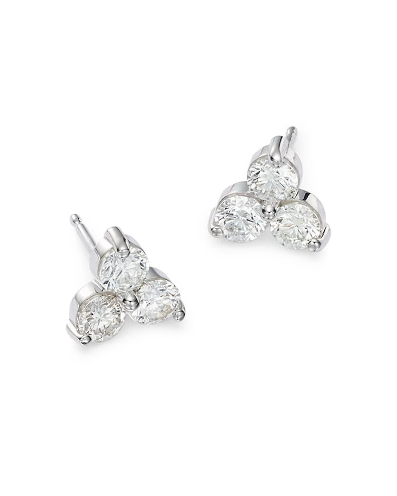 Diamond Trio Stud Earrings 14K White Gold, 0.20-2.0 tcw