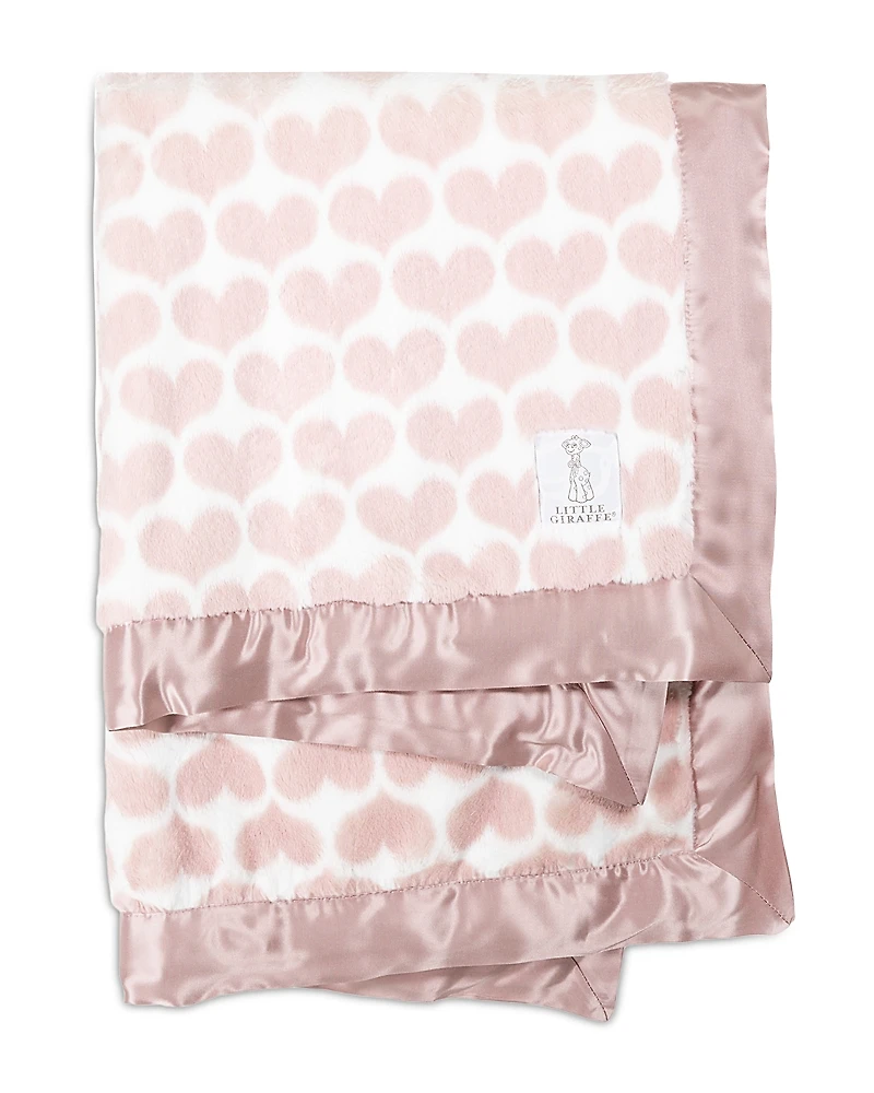 Little Giraffe Luxe Faux Fur Heart Army Blanket - Baby