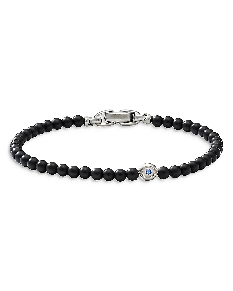 David Yurman Men's Spiritual Beads Evil Eye Bracelet with Black Onyx and Sapphires