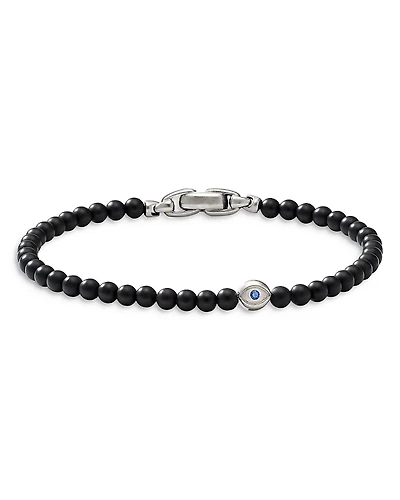 David Yurman Men's Spiritual Beads Evil Eye Bracelet with Black Onyx and Sapphires