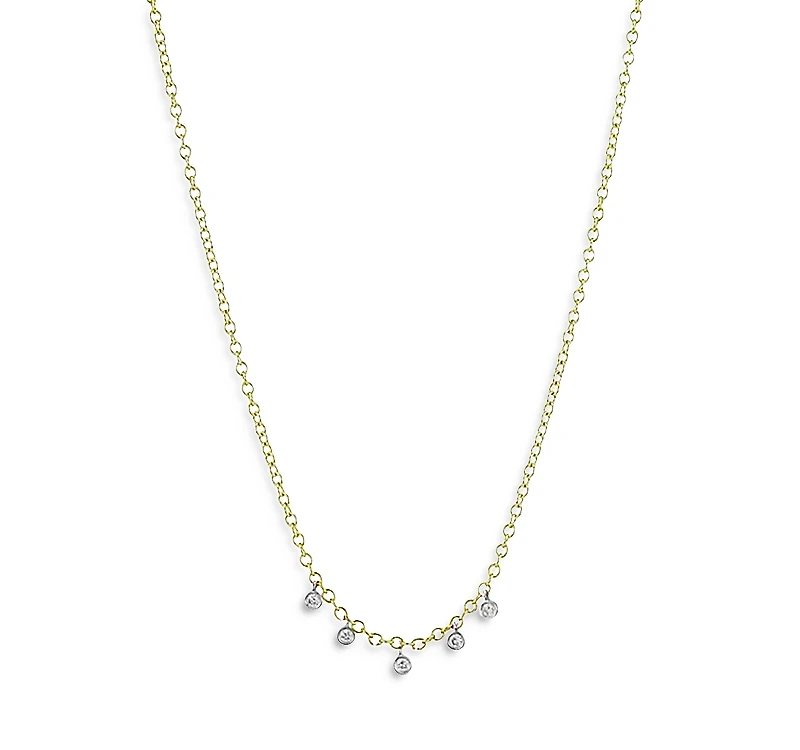 Meira T 14K Yellow Gold Bezel Set Diamond Drop Necklace, 18