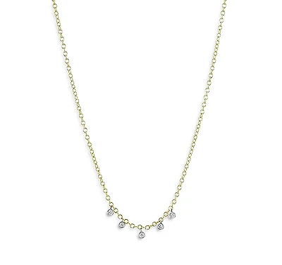 Meira T 14K Yellow Gold Bezel Set Diamond Drop Necklace, 18