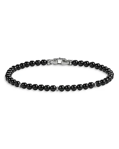 David Yurman Sterling Silver Spiritual Beads Bracelet with Black Onyx