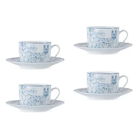 Bernardaud Tout Paris Set of 4 Tea Cups & Saucers