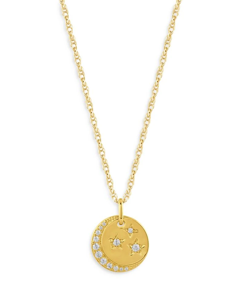 Diamond Celestrial Disc Pendant Necklace in 14K Yellow Gold, 0.15 tcw