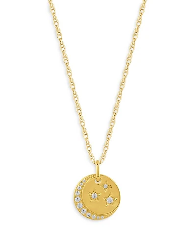 Diamond Celestrial Disc Pendant Necklace in 14K Yellow Gold, 0.15 tcw