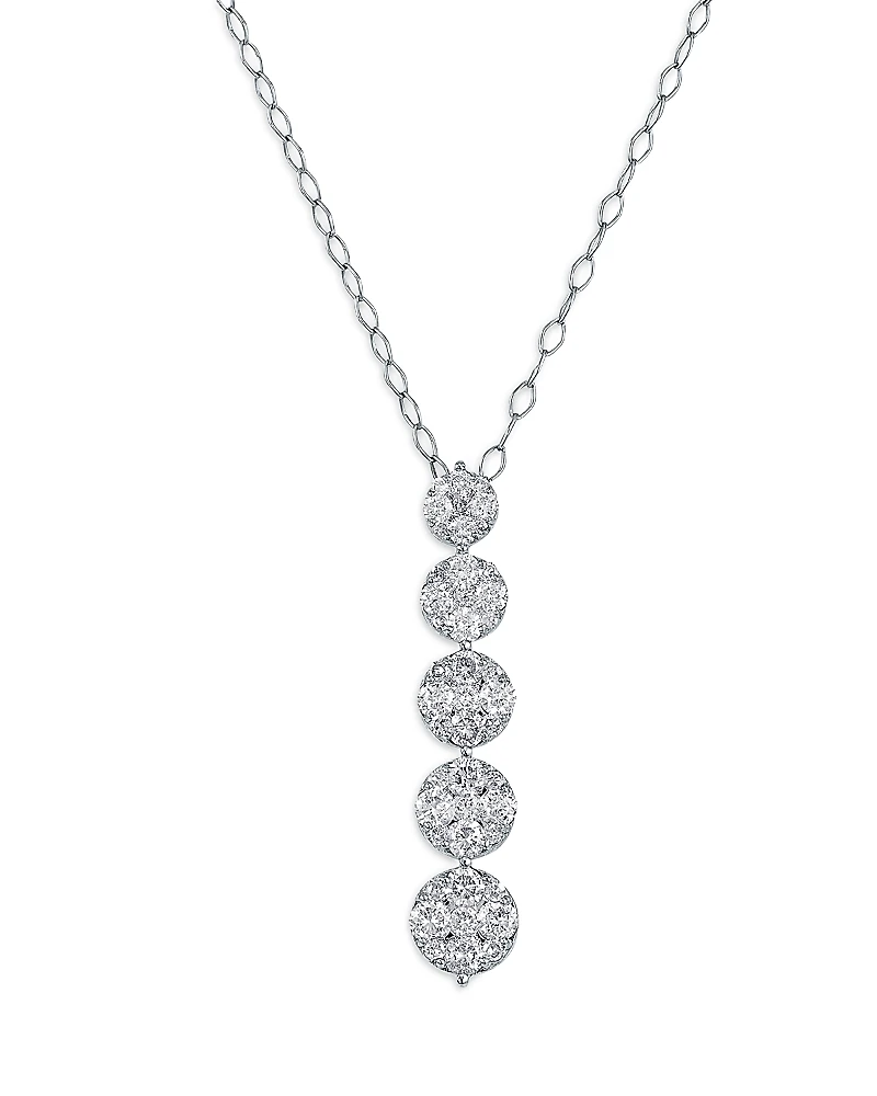 Bloomingdale's Fine Collection Diamond Cluster Linear Pendant Necklace