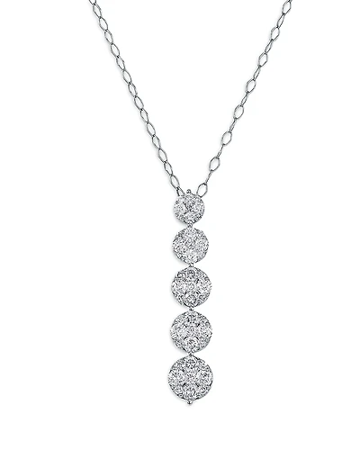 Bloomingdale's Fine Collection Diamond Cluster Linear Pendant Necklace