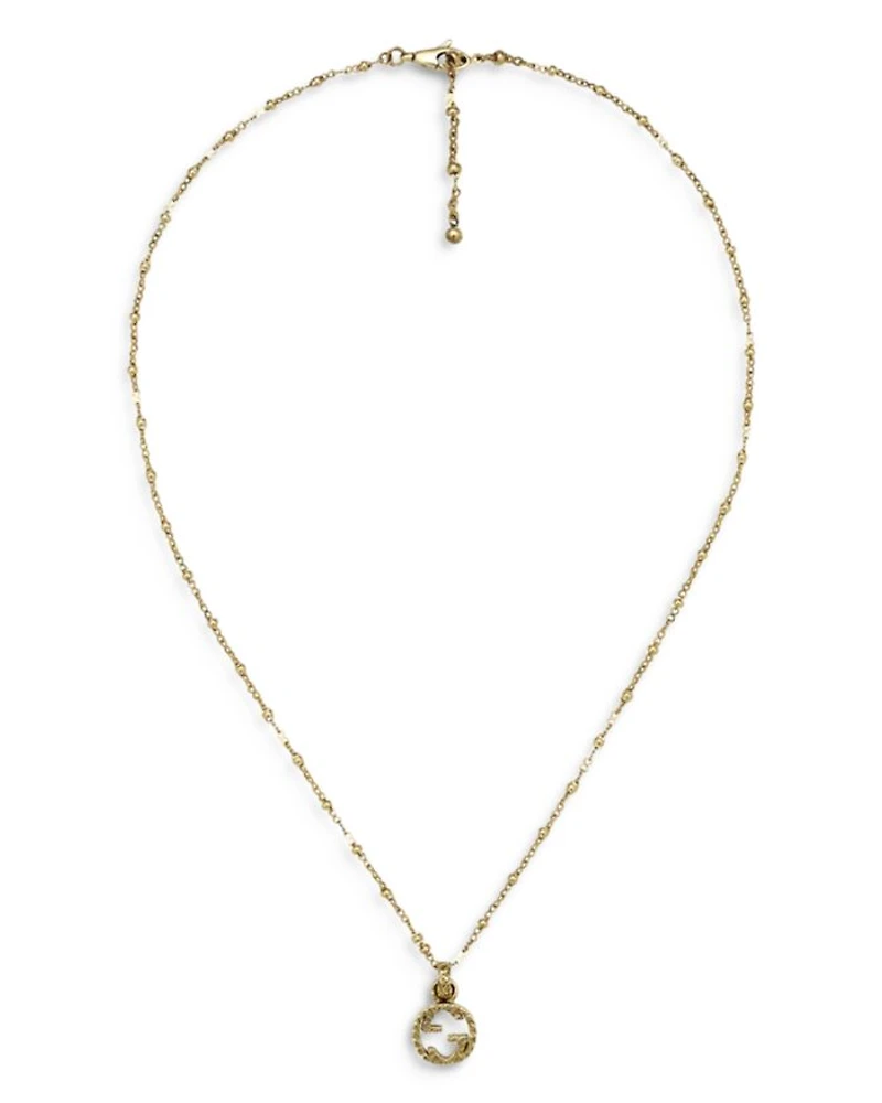 18K Yellow Gold Interlocking G Pendant Necklace, 15-16.5"