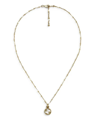 18K Yellow Gold Interlocking G Pendant Necklace, 15-16.5"