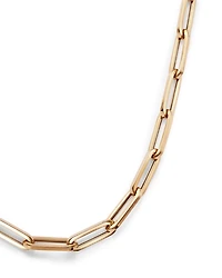 14K Yellow Gold Extra Large Paper Clip Chain Necklace, 16"