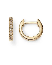 14K Yellow Gold Diamond Tiny Huggie Second Piercing Earrings - Exclusive