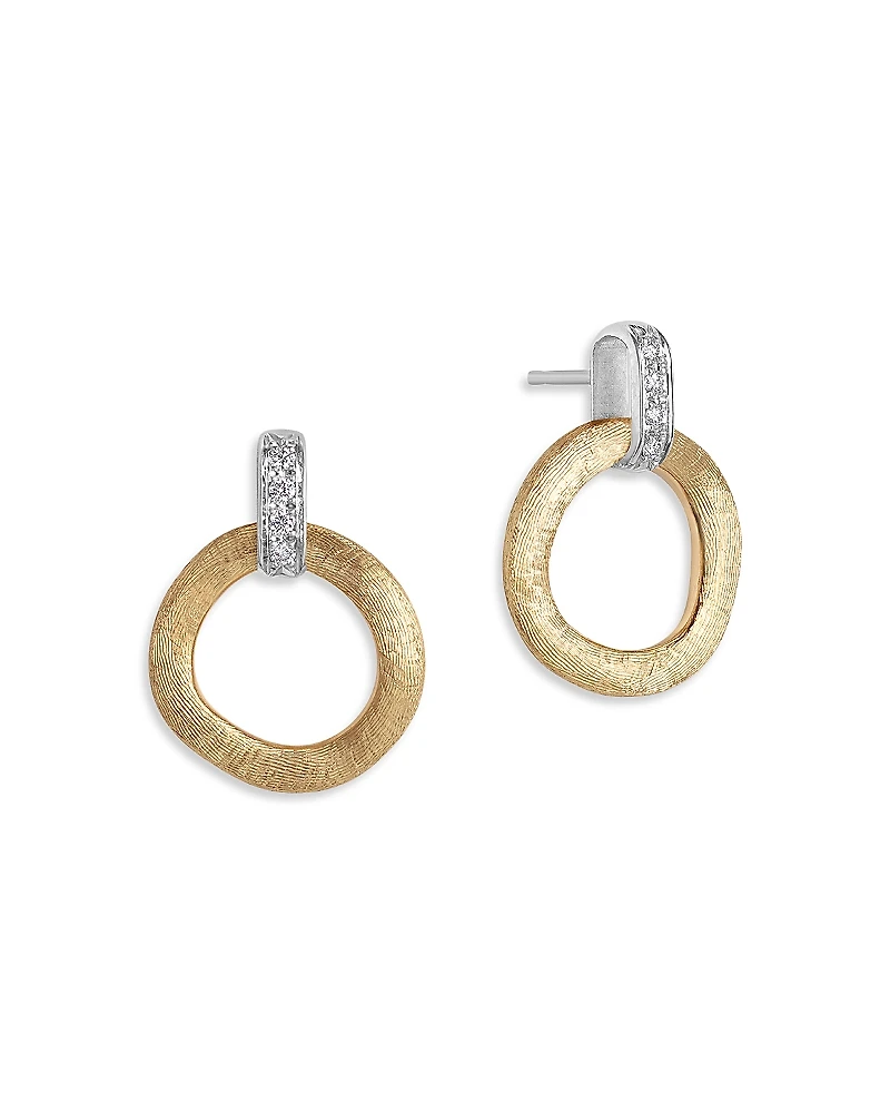 Marco Bicego 18K White & Yellow Gold Jaipur Diamond Doorknocker Drop Earrings
