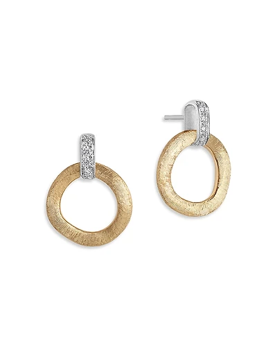 Marco Bicego 18K White & Yellow Gold Jaipur Diamond Doorknocker Drop Earrings