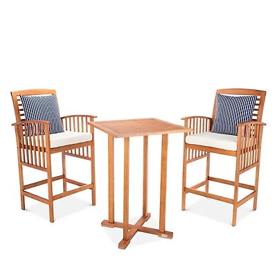 Safavieh Pate 3 Piece Outdoor Bistro Set with Accent Pillows